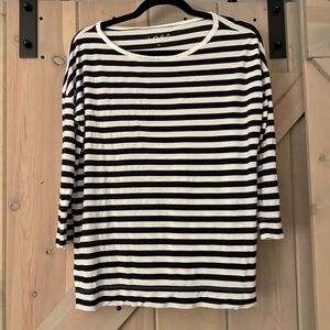 LOFT Navy Striped Jersey Top